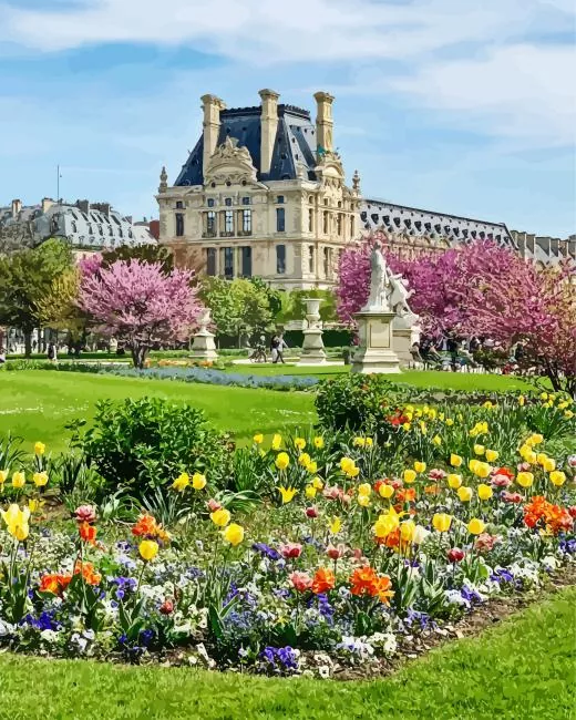 Paris Tuileries Garden Diamond With Numbers Paris Tuileries Garden Diamond Painting
