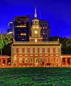 Philadelphia Independence Hall At Night Diamond Painting