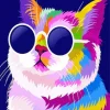 Pop Art Cat Wearing Sun Glasses Diamond Painting