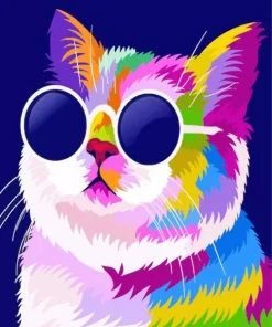 Pop Art Cat Wearing Sun Glasses Diamond Painting