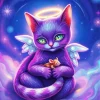 Purple Angel Cat And Mouse Diamond Painting