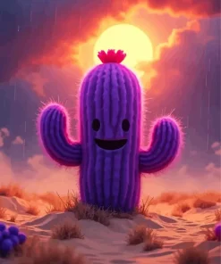 Purple Cactus Diamond Painting