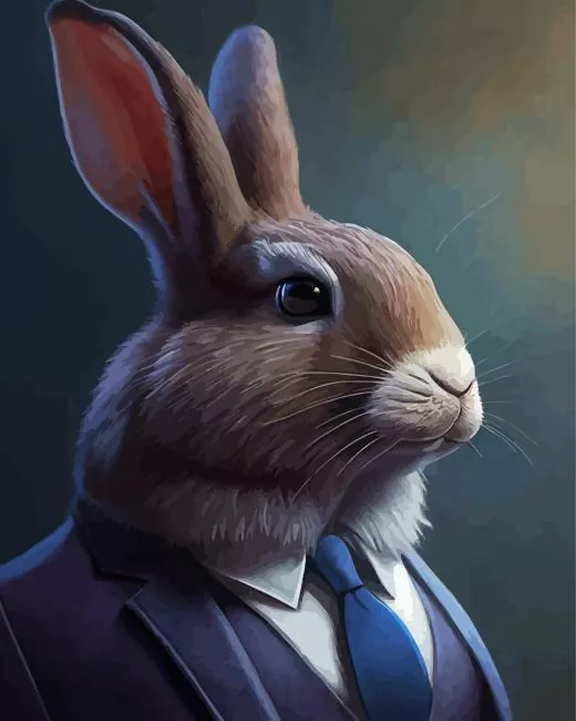 Rabbit in suit Diamond By Numbers Rabbit In Suit Diamond Painting