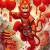 Red Chinese Monkey Diamond Painting