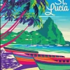 Saint Lucia Travel Poster Diamond Painting