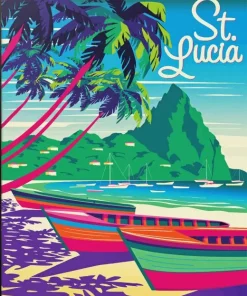 Saint Lucia Travel Poster Diamond Painting