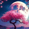 Sakura Cherry Blossom And Moon Diamond Painting