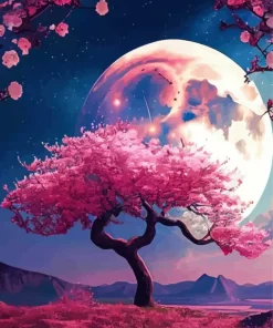 Sakura Cherry Blossom And Moon Diamond Painting