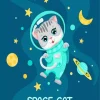Space Astronaut Cat Diamond Painting
