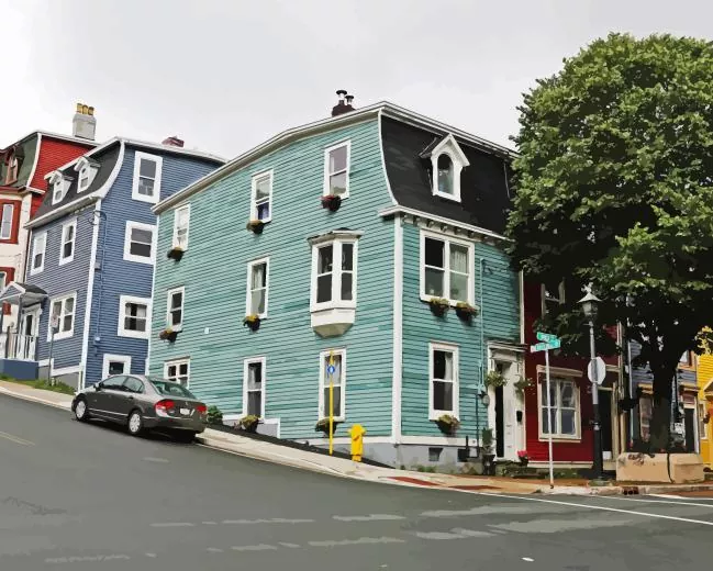 St Johns Colorful Houses Street Diamond With Numbers St Johns Colorful Houses Street Diamond Painting