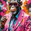 Stylish Chimpanzee Smoking Art Diamond Painting