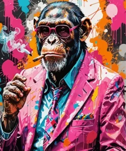 Stylish Chimpanzee Smoking Art Diamond Painting