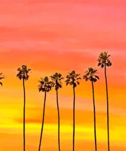 Sunset California Palm Trees Diamond Painting