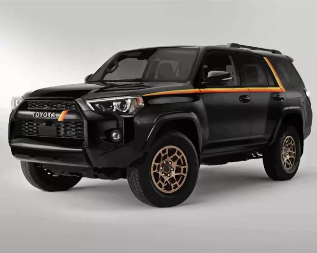 Toyota 4Runner Black Car Diamond With Numbers Toyota 4Runner Black Car Diamond Painting