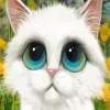 White Cat With Big Eyes Diamond Painting