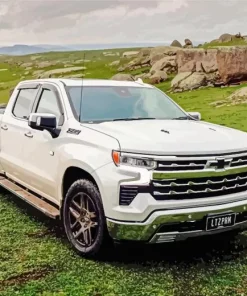 White Cheverolet Car Diamond Painting