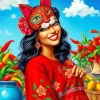 Woman Wearing A Cat Mask Diamond Painting