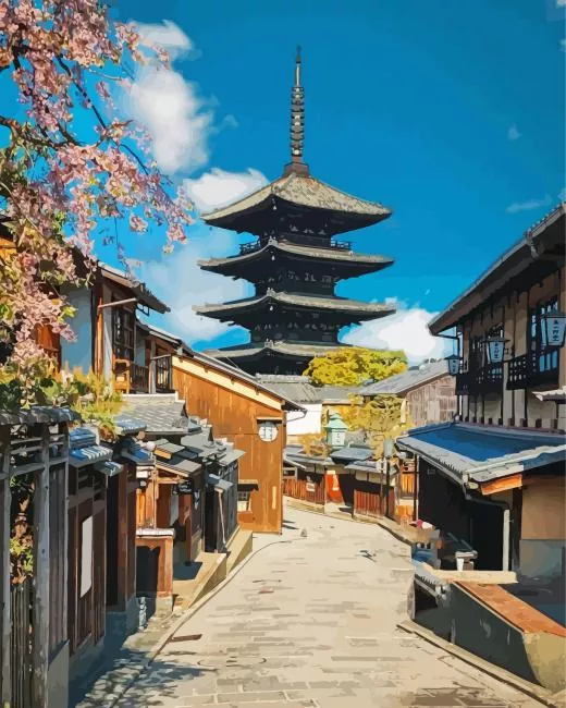 Yasaka Pagoda japanese temple Diamond With Numbers Yasaka Pagoda Japanese Temple Diamond Painting