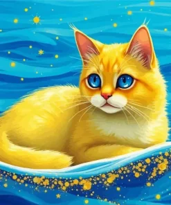 Yellow Cat With Blue Eyes Diamond Painting