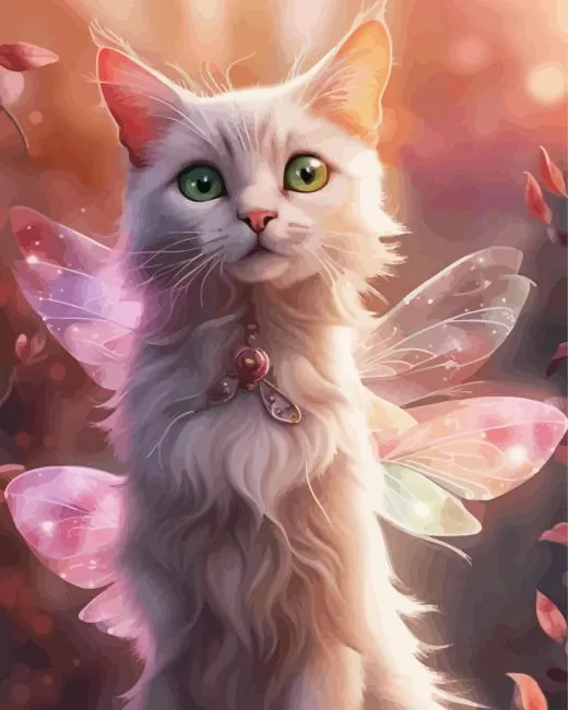 adorable cat and fairy Diamond With Numbers Adorable Cat And Fairy Diamond Painting