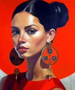 Aesthetic Woman With Large Earrings Diamond Painting