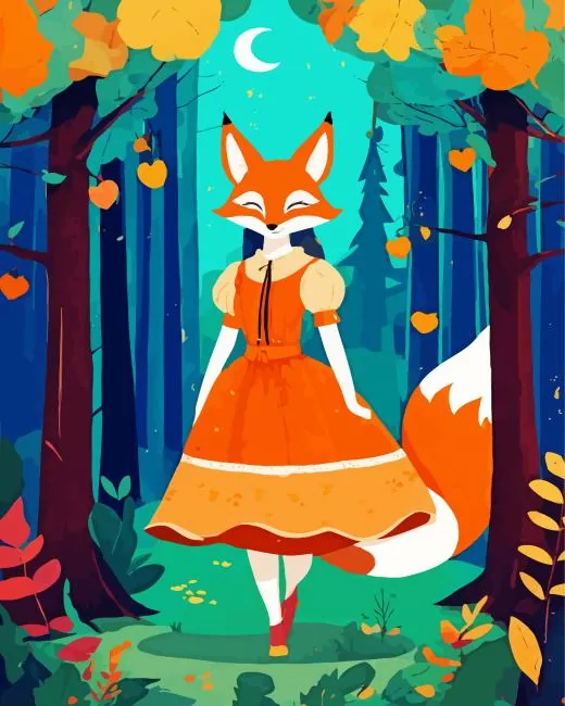 aesthetic fall fox art Diamond With Numbers Aesthetic Fall Fox Art Diamond Painting
