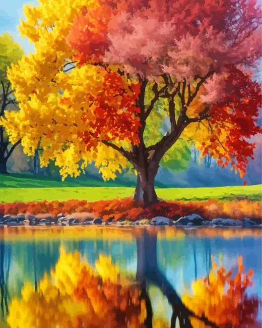 aesthetic fall nature art Diamond With Numbers Aesthetic Fall Nature Art Diamond Painting