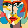 Aesthetic Geometric Lady Face Diamond Painting