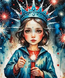 Aesthetic Girl Holding Sparkler Diamond Painting