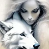 Aesthetic Girl Hugging Wolf Diamond Painting