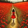 Aesthetic Girl In Poppy Field Art Diamond Painting