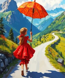 Aesthetic Girl Umbrella Art Diamond Painting