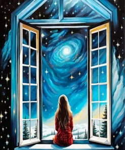 Aesthetic Girl Window Art Diamond Painting