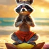 Aesthetic Raccoon Doing Yoga Diamond Painting