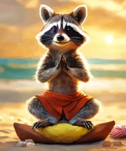 Aesthetic Raccoon Doing Yoga Diamond Painting