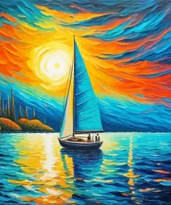 Aesthetic Sailboat At Sunset Art Diamond Painting