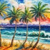 Aesthetic Seascape With Palm Trees Art Diamond Painting
