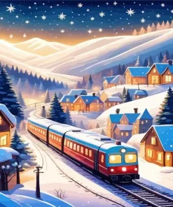 Aesthetic Snow Night Landscape Art Diamond Painting