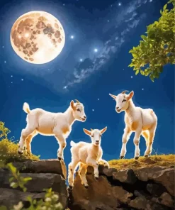 Aesthetic White Goats Diamond Painting