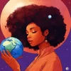 Afro Lady And Earth Diamond Painting