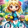 Anime Girl On Bike Diamond Painting