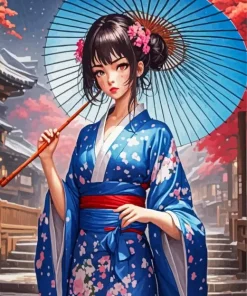 Anime Girl With Umbrella Diamond Painting