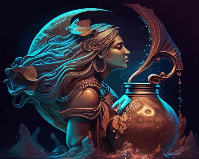 aquarius lady Diamond By Numbers Aquarius Lady Diamond Painting