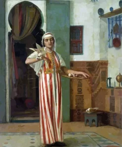 Arab Woman And Pigeon Diamond Painting