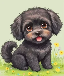 Black Cavoodle Puppy Diamond Painting