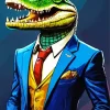 Blue Gentleman Crocodile Art Diamond Painting
