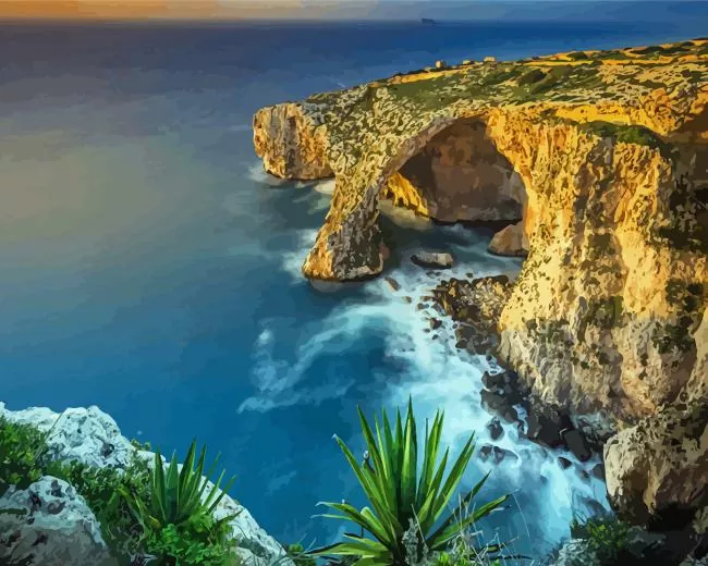 blue grotto landscape Diamond With Numbers Blue Grotto Landscape Diamond Painting