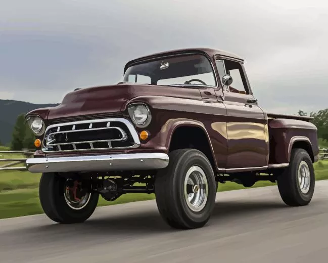 brown Classic truck Diamond By Numbers Brown Classic Truck Diamond Painting