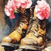 Brown Shoes With Flowers Diamond Painting