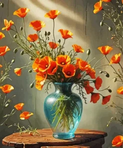 California Poppy Vase Diamond Painting